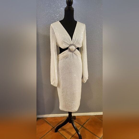 Nadine Merabi courtney white dress Size‎ Medium NWT - Picture 3 of 17